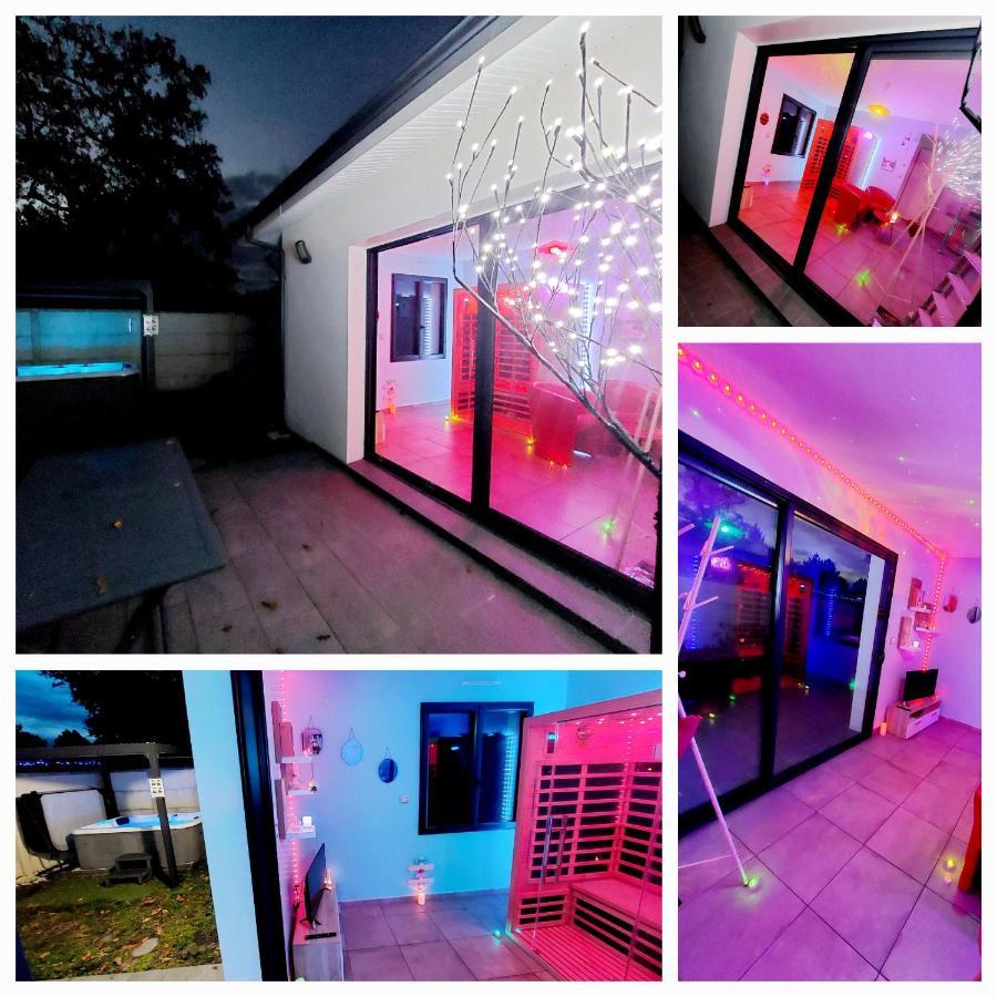 Un Sejour Romantique En Couple Avec Jacuzzi Prive Chromotherapie Jardin Maison Privee Ychoux Exterior foto